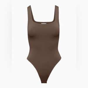 Aritzia Babaton Contour Squareneck Bodysuit — Chocolate Brown (XS)